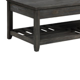 Benzara Transitional Style Wooden Coffee Table with Open Slatted Shelf, Gray BM220234 Gray Solid wood BM220234