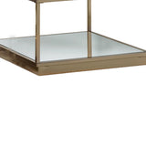 Benzara Glass Top Square Contemporary Table with Tubular Metal Base, Gold BM220237 Gold Glass, Metal, Mirror BM220237