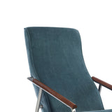 Benzara Contemporary Dual Tone Wooden High back Armchair with Padded Seat,Teal Blue BM220271 Blue Solid Wood, Metal, Fabric BM220271