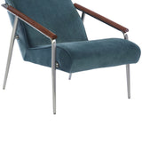 Benzara Contemporary Dual Tone Wooden High back Armchair with Padded Seat,Teal Blue BM220271 Blue Solid Wood, Metal, Fabric BM220271