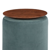 Benzara Fabric Upholstered Modern Convertible Two Tone Ottoman, Teal Blue and Brown BM220272 Blue, Brown Solid Wood, Fabric, Metal BM220272