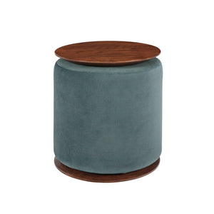 Benzara Fabric Upholstered Modern Convertible Two Tone Ottoman, Teal Blue and Brown BM220272 Blue, Brown Solid Wood, Fabric, Metal BM220272