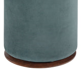 Benzara Fabric Upholstered Modern Convertible Two Tone Ottoman, Teal Blue and Brown BM220272 Blue, Brown Solid Wood, Fabric, Metal BM220272