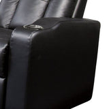 Benzara Contemporary Leatherette Manual Recliner with Cup Holder, Black BM220318 Black Solid Wood, Leatherette, Metal BM220318