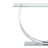 Benzara Contemporary U Shape Glass Tabletop Sofa Table, Silver BM220321 Silver Metal, Glass BM220321