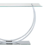 Benzara Contemporary U Shape Glass Tabletop Sofa Table, Silver BM220321 Silver Metal, Glass BM220321