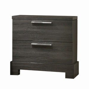 Benzara 2 Drawer Wooden Nightstand with Bar Pulls and Panel Support, Gray BM220326 Gray Solid wood, Veneer BM220326