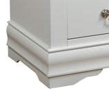 Benzara 2 Drawer Wooden Nightstand with Metal Hanging Pulls and Bracket Feet, White BM220333 White Solid wood, Veneer BM220333