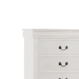 Benzara 5 Drawer Wooden Chest with Metal Hanging Pulls and Bracket Feet, White BM220335 White Solid wood, Veneer BM220335