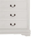 Benzara 5 Drawer Wooden Chest with Metal Hanging Pulls and Bracket Feet, White BM220335 White Solid wood, Veneer BM220335