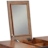 Benzara 2 Drawer Vanity Desk with Flip Top Mirror, Brown and Black BM220494 Brown, Black Solid Wood, Veneer BM220494