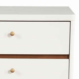 Benzara 2 Drawer Wooden Nightstand with Angled Legs, White and Brown BM220496 White, Brown Solid Wood, Veneer BM220496