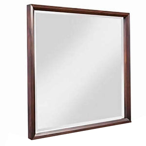 Benzara Transitional Style Rectangular Mirror with Wooden Frame, Brown BM220504 Brown Solid Wood BM220504