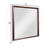 Benzara Transitional Style Rectangular Mirror with Wooden Frame, Brown BM220504 Brown Solid Wood BM220504