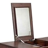 Benzara 2 Drawer Vanity Desk with Flip Top Mirror and Tapered Legs, Walnut Brown BM220508 Brown Solid Wood, Veneer BM220508