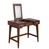 Benzara 2 Drawer Vanity Desk with Flip Top Mirror and Tapered Legs, Walnut Brown BM220508 Brown Solid Wood, Veneer BM220508