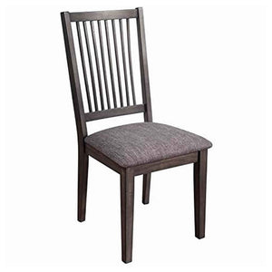 Benzara Wood Side Chair with Slatted Backrest and Padded Seat, Set of 2, Dark Brown BM220514 Brown Solid Wood, MDF and Fabric BM220514