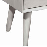 Benzara Mid Century Modern Wooden Nightstand with 2 Drawers and Slanted Legs, Gray BM220516 Gray Solid Wood, Veneer BM220516