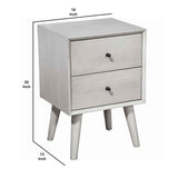 Benzara Mid Century Modern Wooden Nightstand with 2 Drawers and Slanted Legs, Gray BM220516 Gray Solid Wood, Veneer BM220516