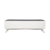 Benzara Fabric Upholstered Bedroom Bench with 2 Storage Drawers, White BM220519 White Solid Wood, Veneer and Fabric BM220519