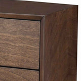 Benzara Mid Century Modern Wooden Nightstand with 2 Drawers and Slanted Legs, Brown BM220521 Brown Solid Wood, Veneer BM220521