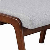 Benzara Wooden Footrest with Fabric Upholstered Padded Top, Gray and brown BM220534 Gray and Brown Solid Wood, MDF, and Fabric BM220534