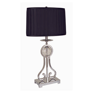 Benzara Pleated Rectangular Table Lamp with Metal Base, Set of 2, Blue and Silver BM220549 Blue and Silver Metal and Fabric BM220549