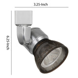 Benzara 10W Integrated LED Metal Track Fixture with Mesh Head, Silver and Bronze BM220589 Silver, Bronze Metal BM220589