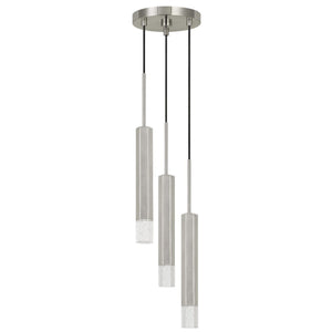 Benzara Hexagonal Metal Frame 3 LED Light Pendant with Glass Diffuser, Gray BM220653 Gray Metal and LED BM220653