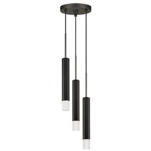 Benzara Hexagonal Metal Frame 3 LED Light Pendant with Glass Diffuser, Black BM220654 Black Metal and LED BM220654