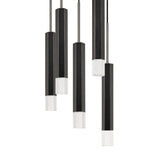 Benzara Hexagonal Metal Frame 5 LED Light Pendant with Glass Diffuser, Black BM220656 Black Metal and LED BM220656