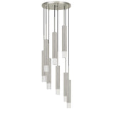 Benzara Hexagonal Metal Frame 8 LED Light Pendant with Glass Diffuser, Gray BM220659 Gray Metal and LED BM220659