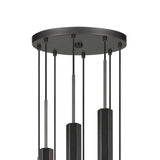 Benzara Hexagonal Metal Frame 8 LED Light Pendant with Glass Diffuser, Black BM220660 Black Metal and LED BM220660