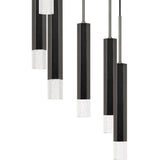 Benzara Hexagonal Metal Frame 8 LED Light Pendant with Glass Diffuser, Black BM220660 Black Metal and LED BM220660