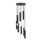 Benzara Hexagonal Metal Frame 8 LED Light Pendant with Glass Diffuser, Black BM220660 Black Metal and LED BM220660