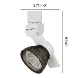 Benzara 12W Integrated LED Metal Track Fixture with Mesh Head, Brown and White BM220695 Brown, White Metal BM220695