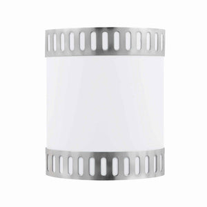 Benzara 18W Wall Lamp with Acrylic Plate and Steel Trim, White and Gray BM220699 White, Gray Metal, Acrylic BM220699