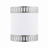 Benzara 18W Wall Lamp with Acrylic Plate and Steel Trim, White and Gray BM220699 White, Gray Metal, Acrylic BM220699