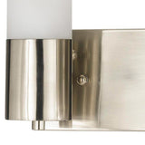 Benzara Cylindrical Dual Lighting Wall Lamp with Switch, Set of 2, Silver and White BM220720 White, Silver Glass, Metal BM220720