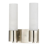 Cylindrical Dual Lighting Wall Lamp with Switch, Set of 2, Silver and White