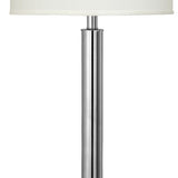 Benzara Metal Table Lamp with Tubular Support and Push Through Switch, Silver BM220722 Silver Metal, Fabric BM220722