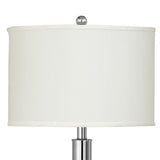 Benzara Metal Table Lamp with Tubular Support and Push Through Switch, Silver BM220723 Silver Metal, Fabric BM220723