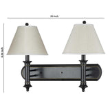 Benzara Dual Lighting Wall Lamp Pedestal Legs and Tapered Shade, Black and White BM220741 Black, White Metal, Fabric BM220741