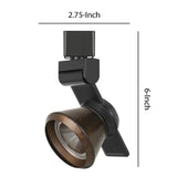 Benzara 12W Integrated LED Metal Track Fixture with Cone Head, Black and Bronze BM220784 Black, Bronze Metal BM220784