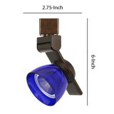 Benzara 12W Integrated LED Track Fixture with Polycarbonate Head, Bronze and Blue BM220795 Bronze, Blue Metal, Polycarbonate BM220795