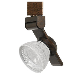 Benzara 12W Integrated LED Metal Track Fixture with Mesh Head, Bronze and White BM220806 Bronze, White Metal BM220806