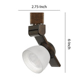 Benzara 12W Integrated LED Track Fixture with Polycarbonate Head, Bronze and White BM220808 Bronze, White Metal, Polycarbonate BM220808