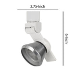 Benzara 12W Integrated LED Metal Track Fixture with Cone Head, White and Silver BM220814 White, Silver Metal BM220814