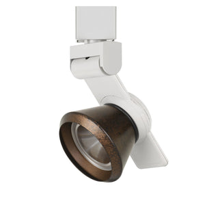 Benzara 12W Integrated LED Metal Track Fixture with Cone Head, White and Bronze BM220816 White, Bronze Metal BM220816