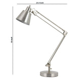 Benzara 60W Metal Task Lamp with Adjustable Arms and Swivel Head, Set of 2, Silver BM220818 Silver Metal BM220818